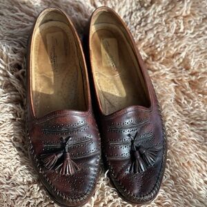 Santoni Tan Leather Loafers With Tassels Made In Italy